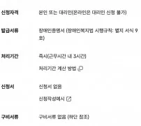 장애인증명서 발급 정부24 서비스 개요 수수료 없음 온라인 대리 불가
