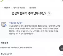 국민연금 추납 추후납부란 신청자격 안내 화면