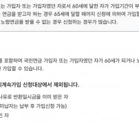 국민연금 임의계속가입 신청대상과 65세 반환일시금 미납 수급 제외 기준
