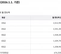 장기요양 재가급여 월 한도액 2026 등급별 표