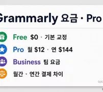 Grammarly Free Pro Business 월 12달러 연 144달러